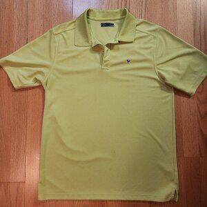Callaway Golf Polo Shirt Mens L Chartreuse Logo Easy Care 3 Button Performance